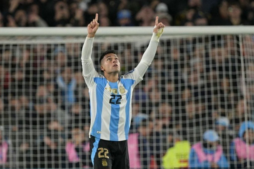 Lautaro Martinez merayakan gol saat Argentina mengalahkan Swiss 3-1 pada perempat final Piala Dunia 2026.