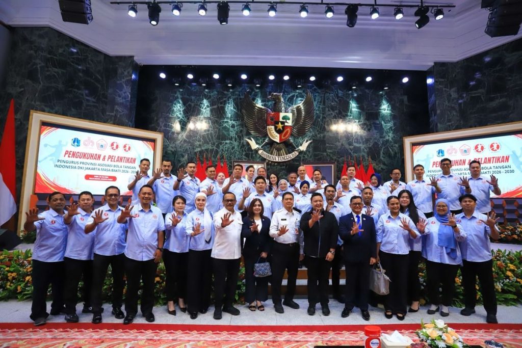 Pelantikan pengurus ABTI DKI Jakarta periode 2026–2030 di Balai Kota Jakarta dengan target mempertahankan gelar juara umum cabang olahraga bola tangan pada PON 2028.