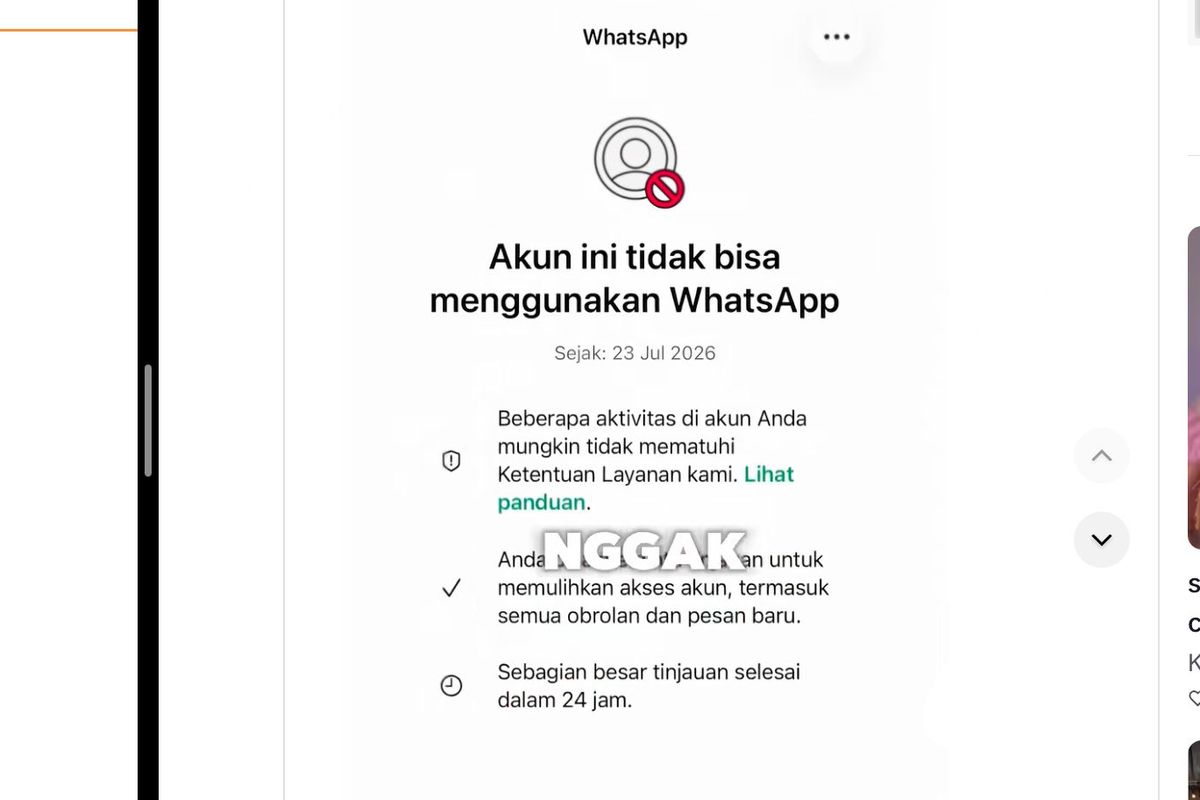 Akun WhatsApp diblokir